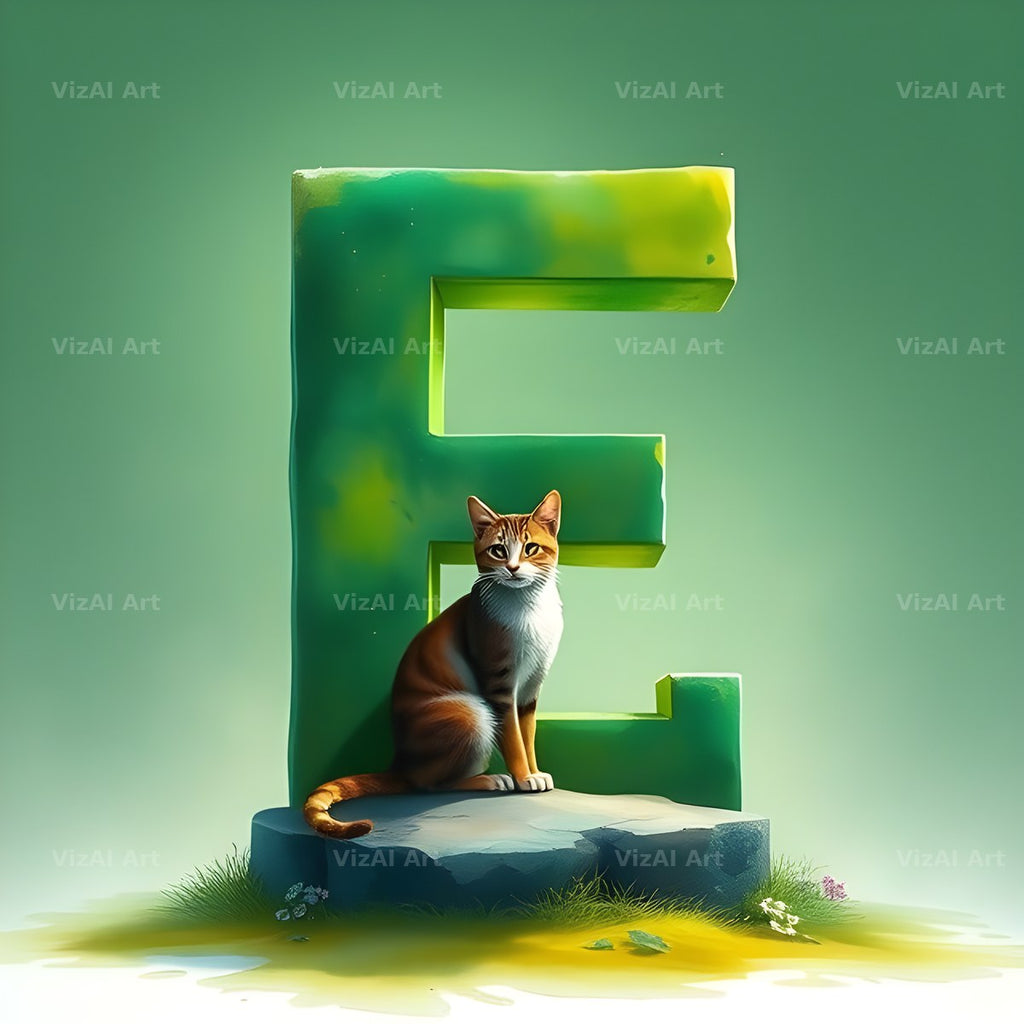 Meadow Cat Hillside alphabet letter E