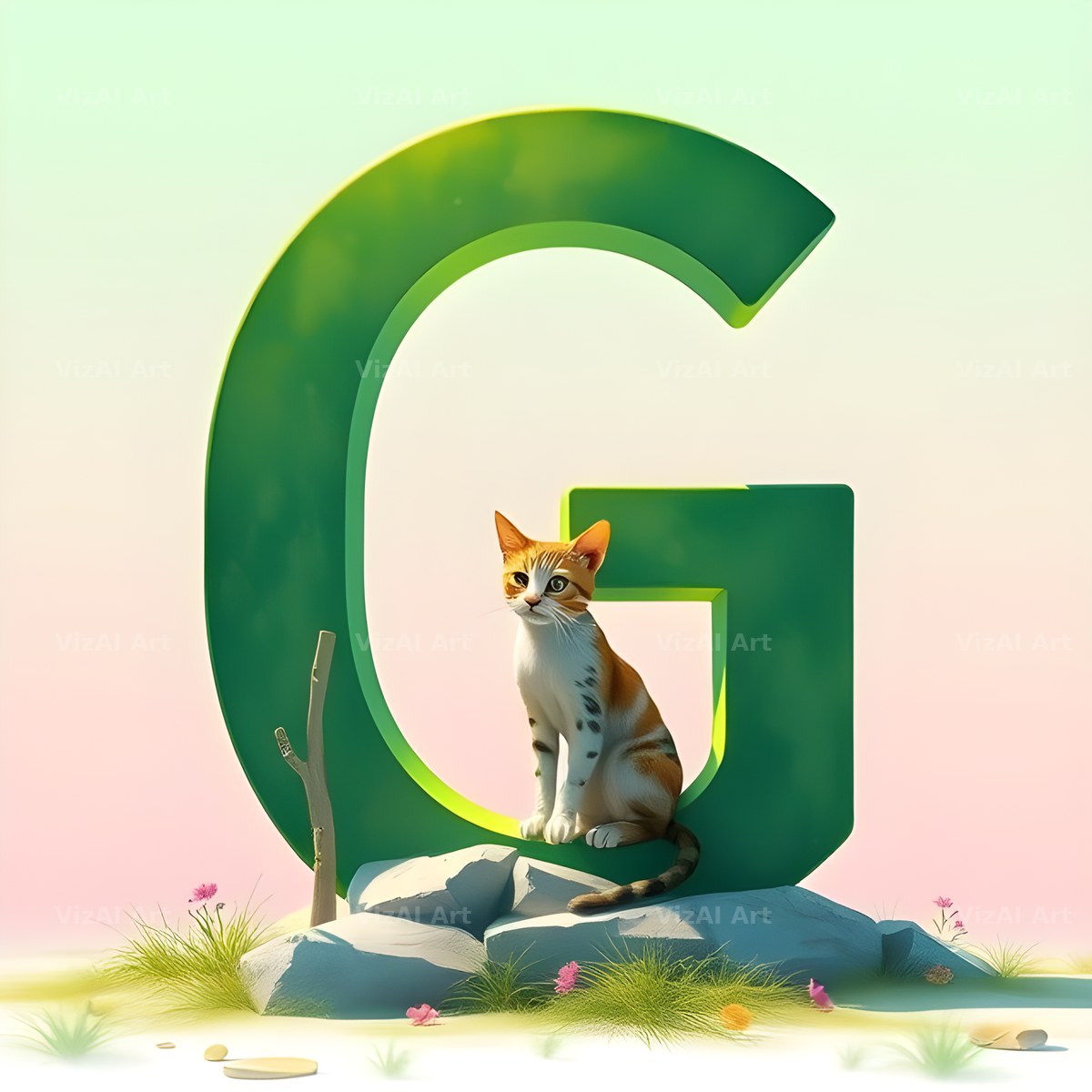 Meadow Cat Hillside alphabet letter G