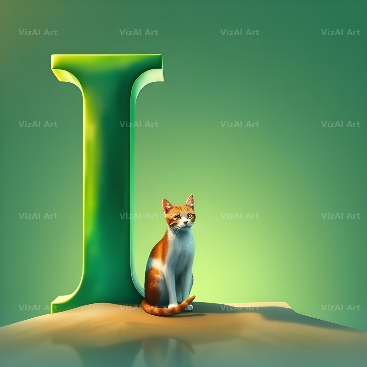 Meadow Cat Hillside alphabet letter I