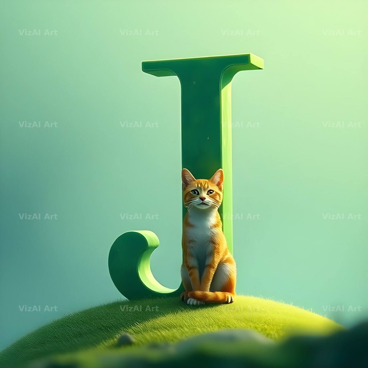 Meadow Cat Hillside alphabet letter J