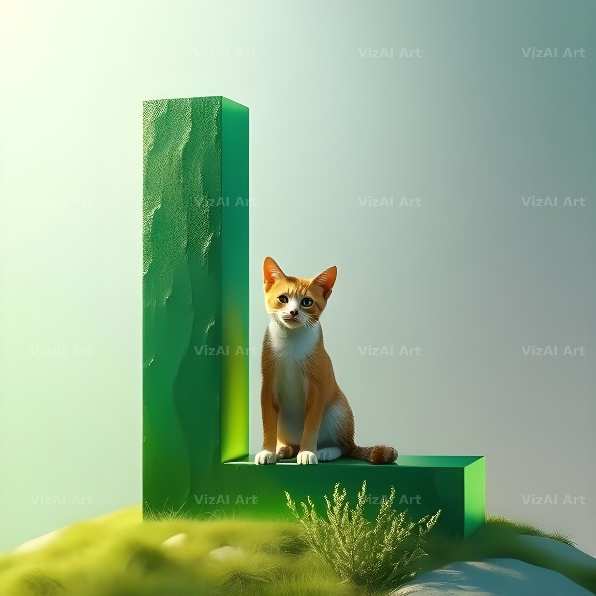 Meadow Cat Hillside alphabet letter L