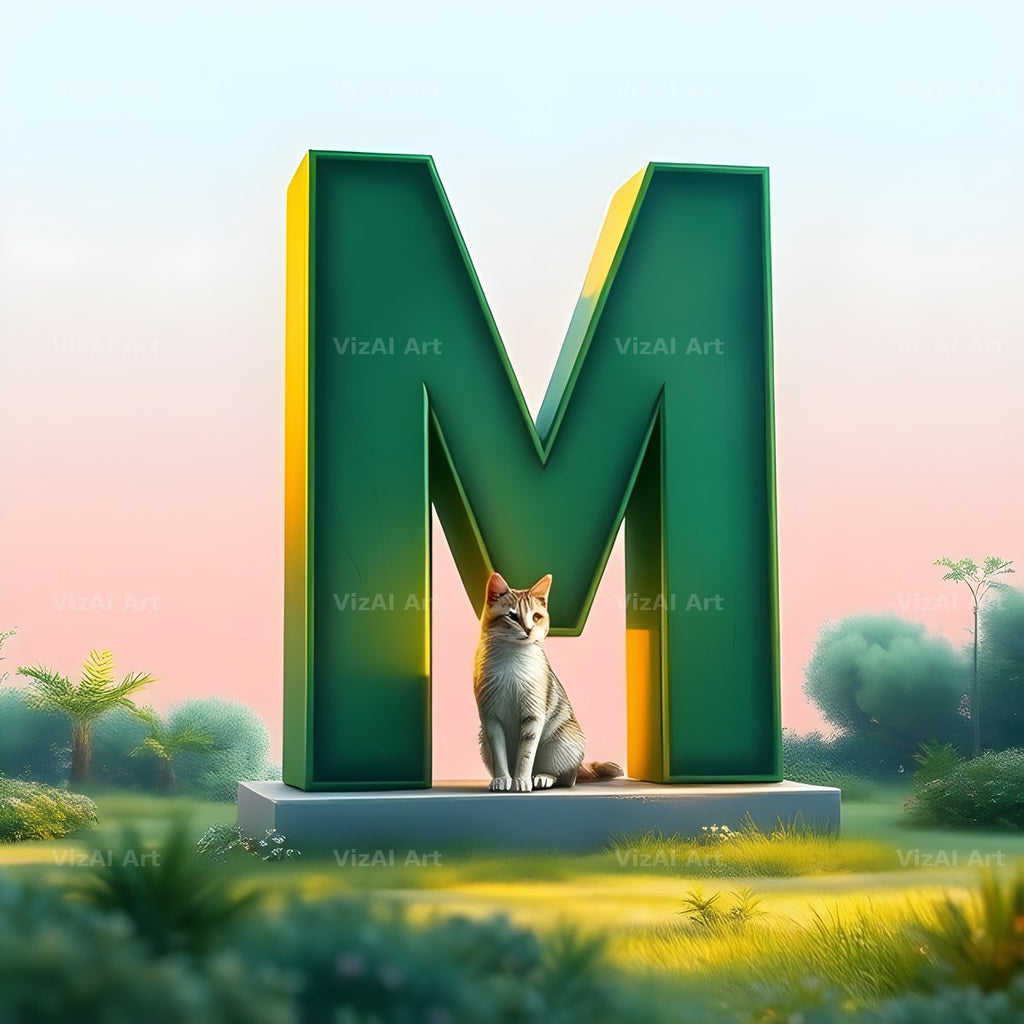 Meadow Cat Hillside alphabet letter M