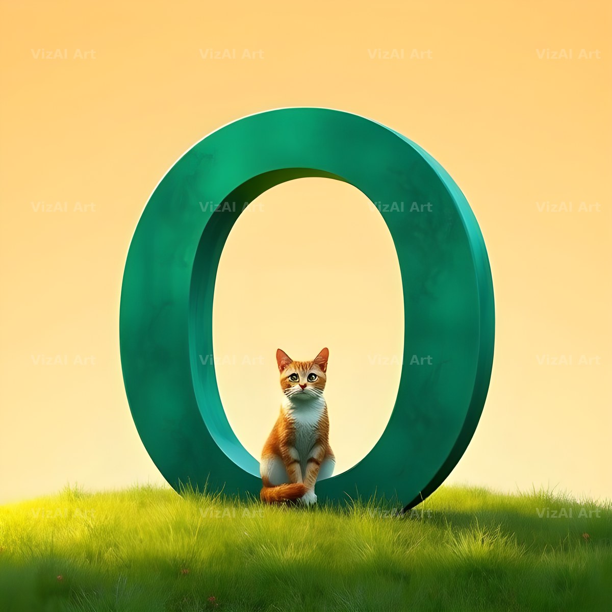 Meadow Cat Hillside alphabet letter O