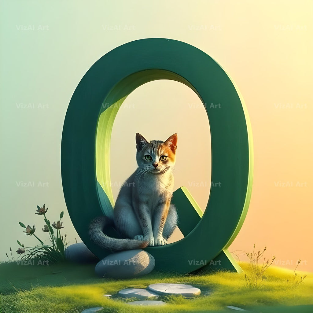 Meadow Cat Hillside alphabet letter Q