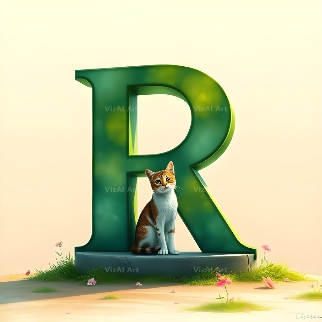 Meadow Cat Hillside alphabet letter R