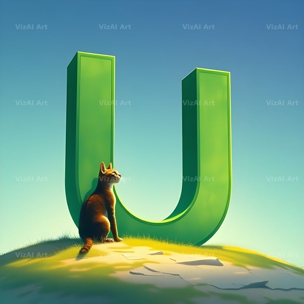 Meadow Cat Hillside alphabet letter U