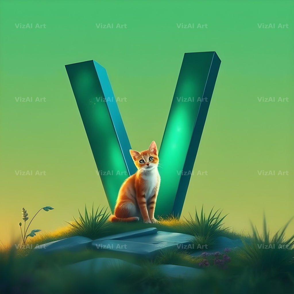 Meadow Cat Hillside alphabet letter V