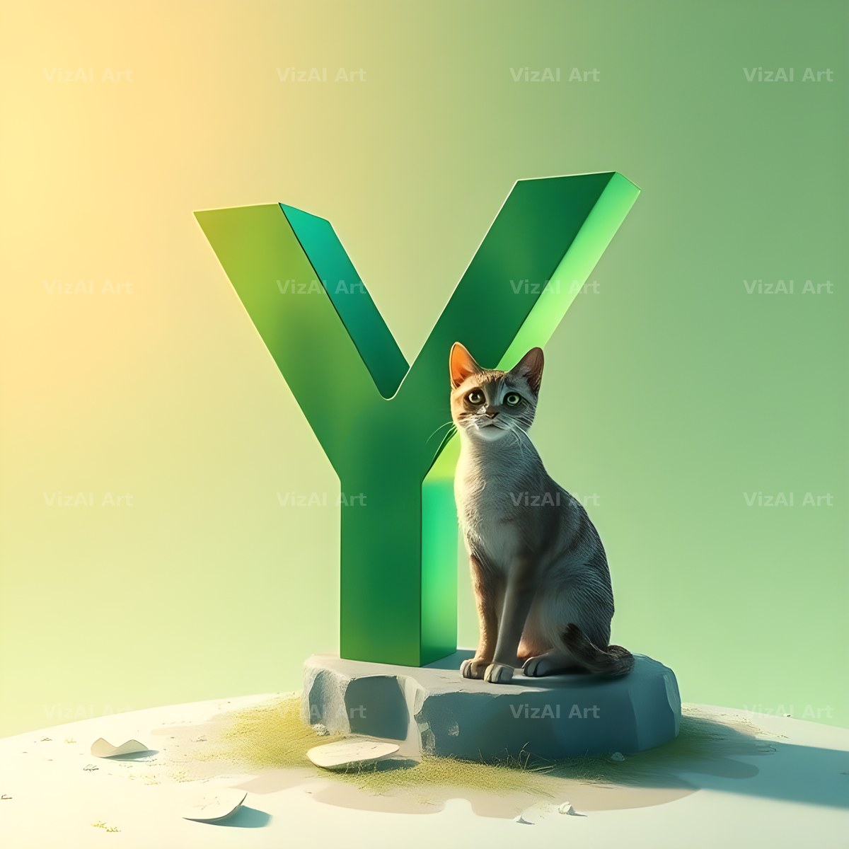 Meadow Cat Hillside alphabet letter Y