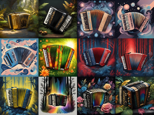 Accordion Folk & Nature Art — 12 Printable Prints