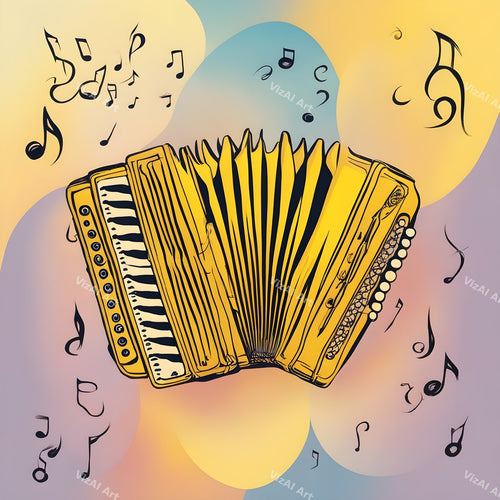 Accordion & Music Notes Art — print 1