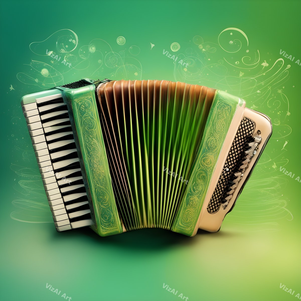 Accordion & Music Notes Art — print 2