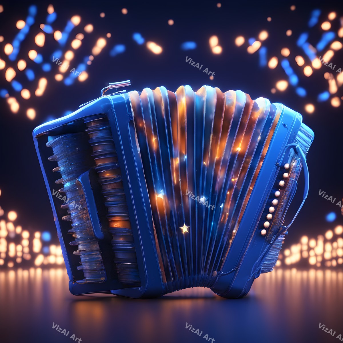 Accordion & Music Notes Art — print 3