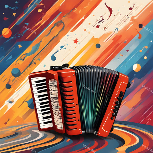 Accordion & Music Notes Art — print 5