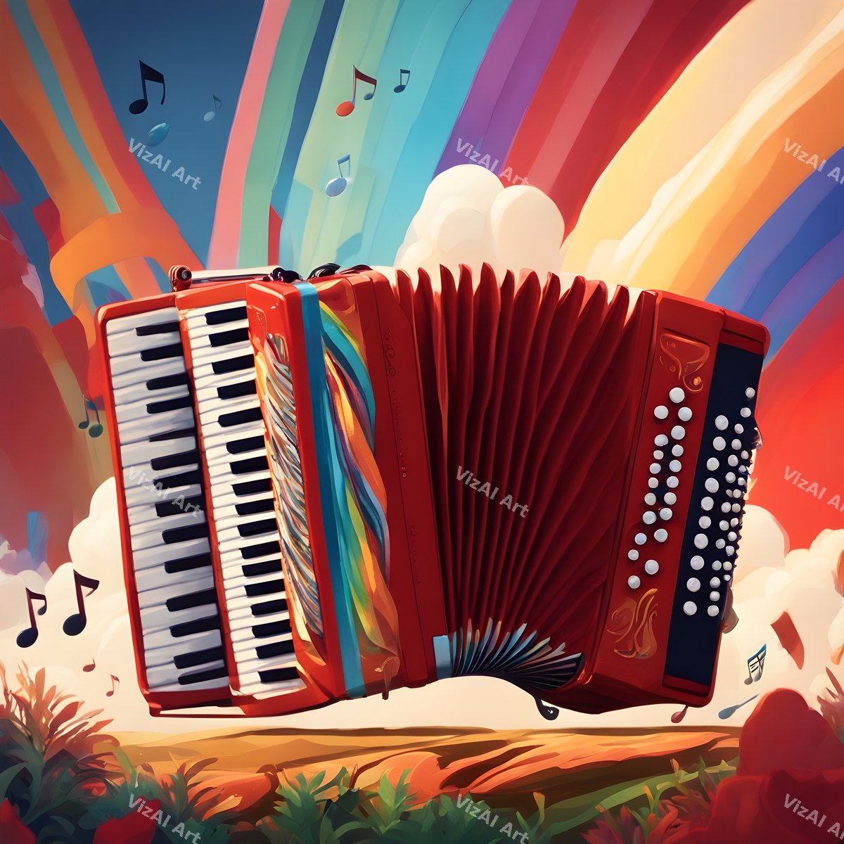 Accordion & Music Notes Art — print 6