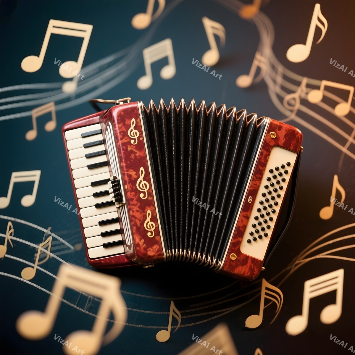 Accordion & Music Notes Art — print 8