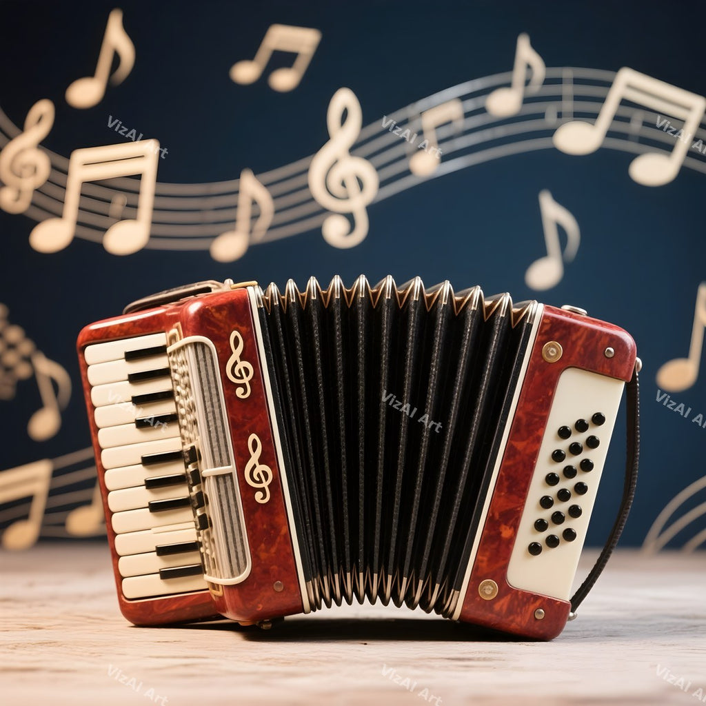Accordion & Music Notes Art — print 9