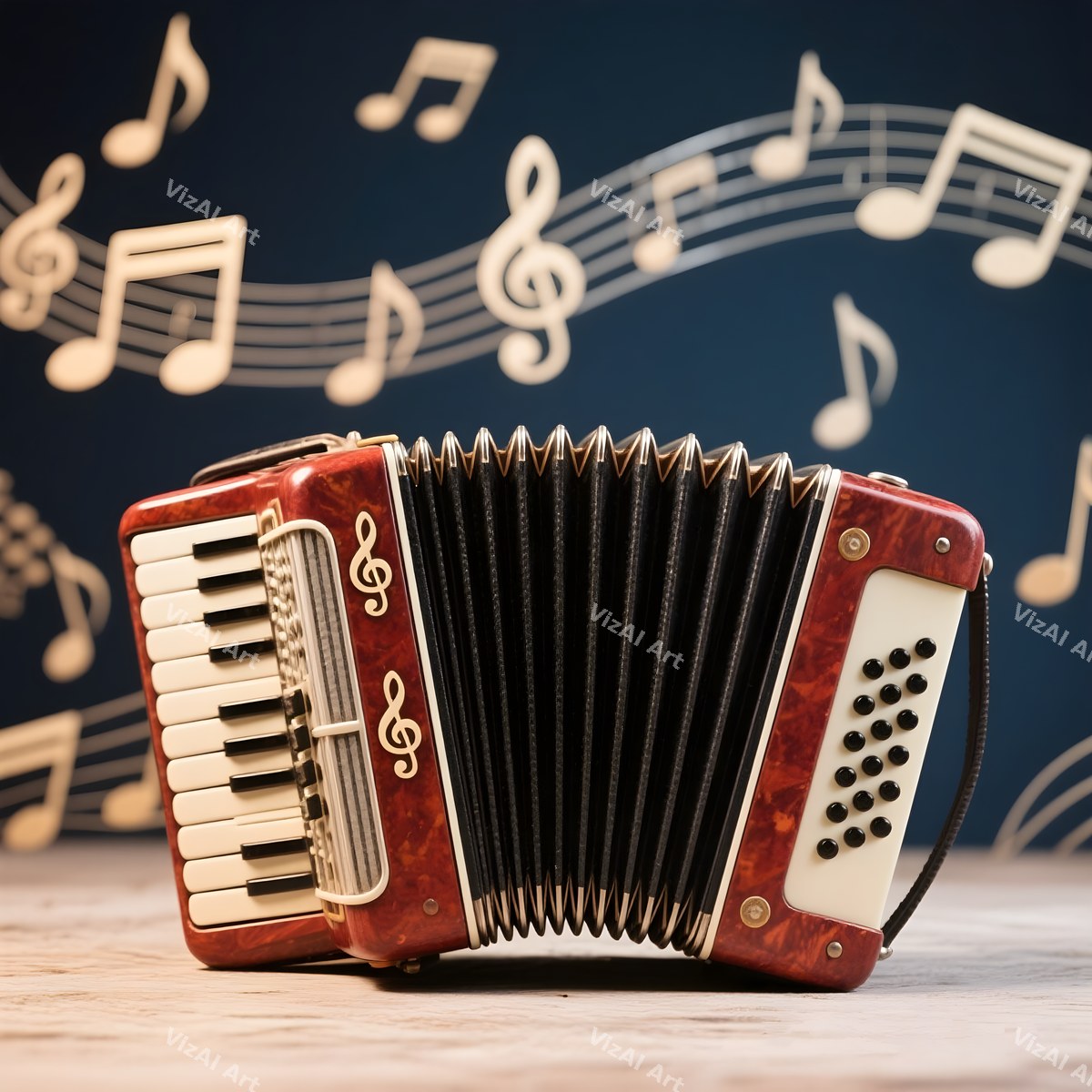 Accordion & Music Notes Art — print 9
