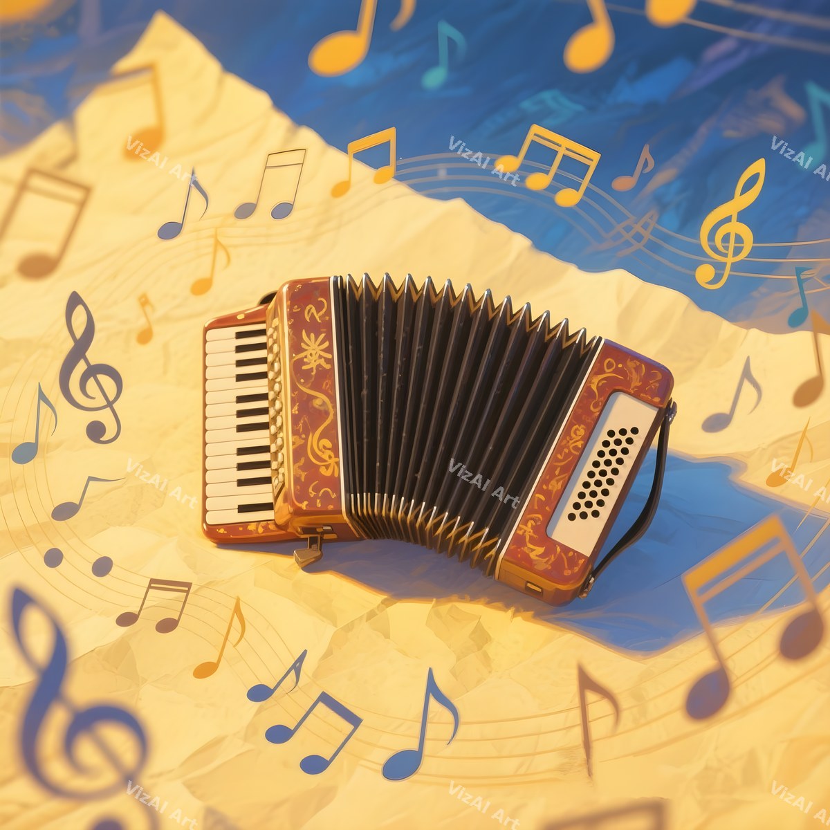 Accordion & Music Notes Art — print 10