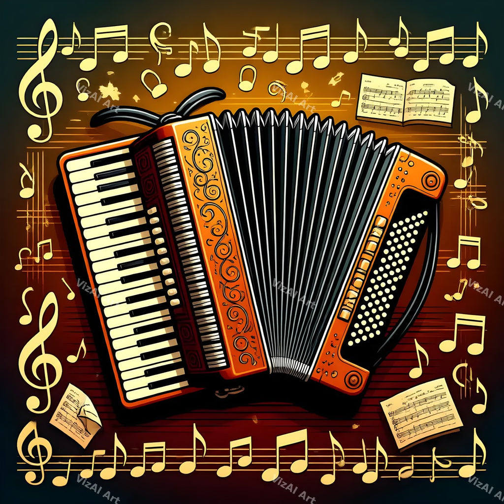Accordion & Music Notes Art — print 11
