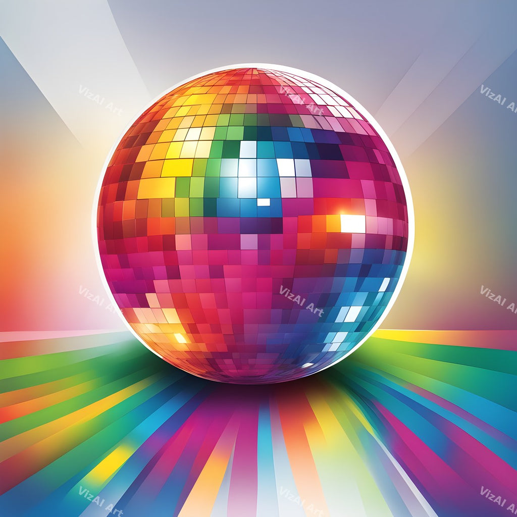 Rainbow Disco Ball Art — print 2