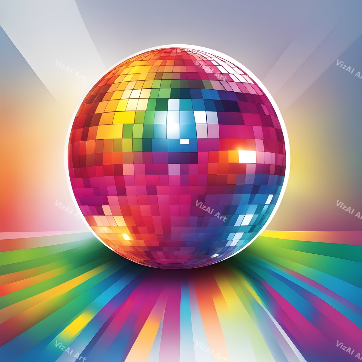 Rainbow Disco Ball Art — print 2