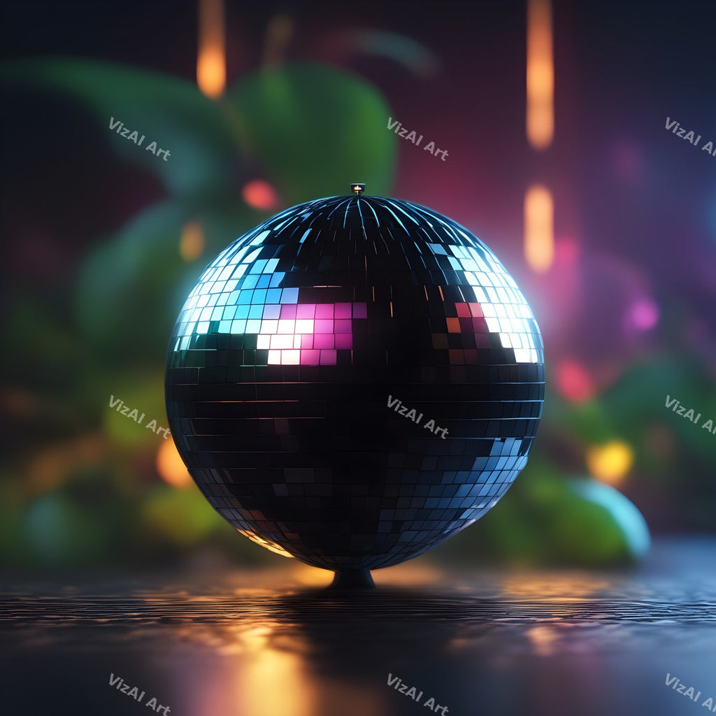 Neon Glow Disco Ball Art — print 1