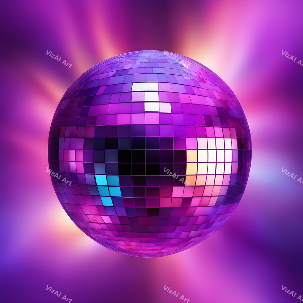 Neon Glow Disco Ball Art — print 2