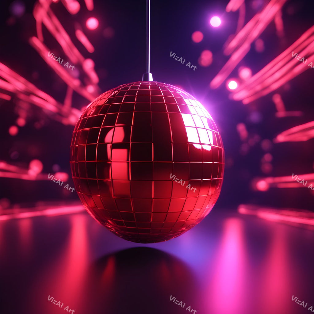 Neon Glow Disco Ball Art — print 8
