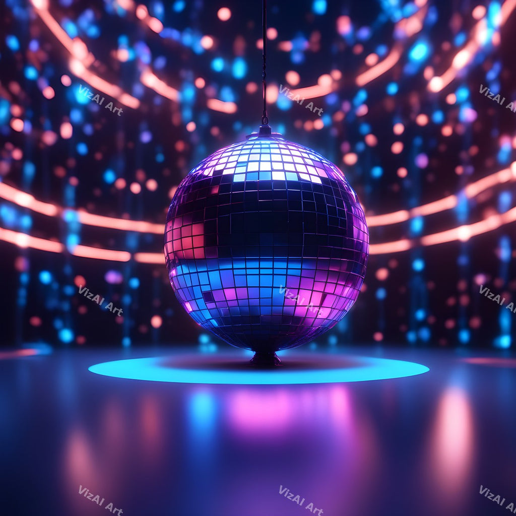Neon Glow Disco Ball Art — print 9