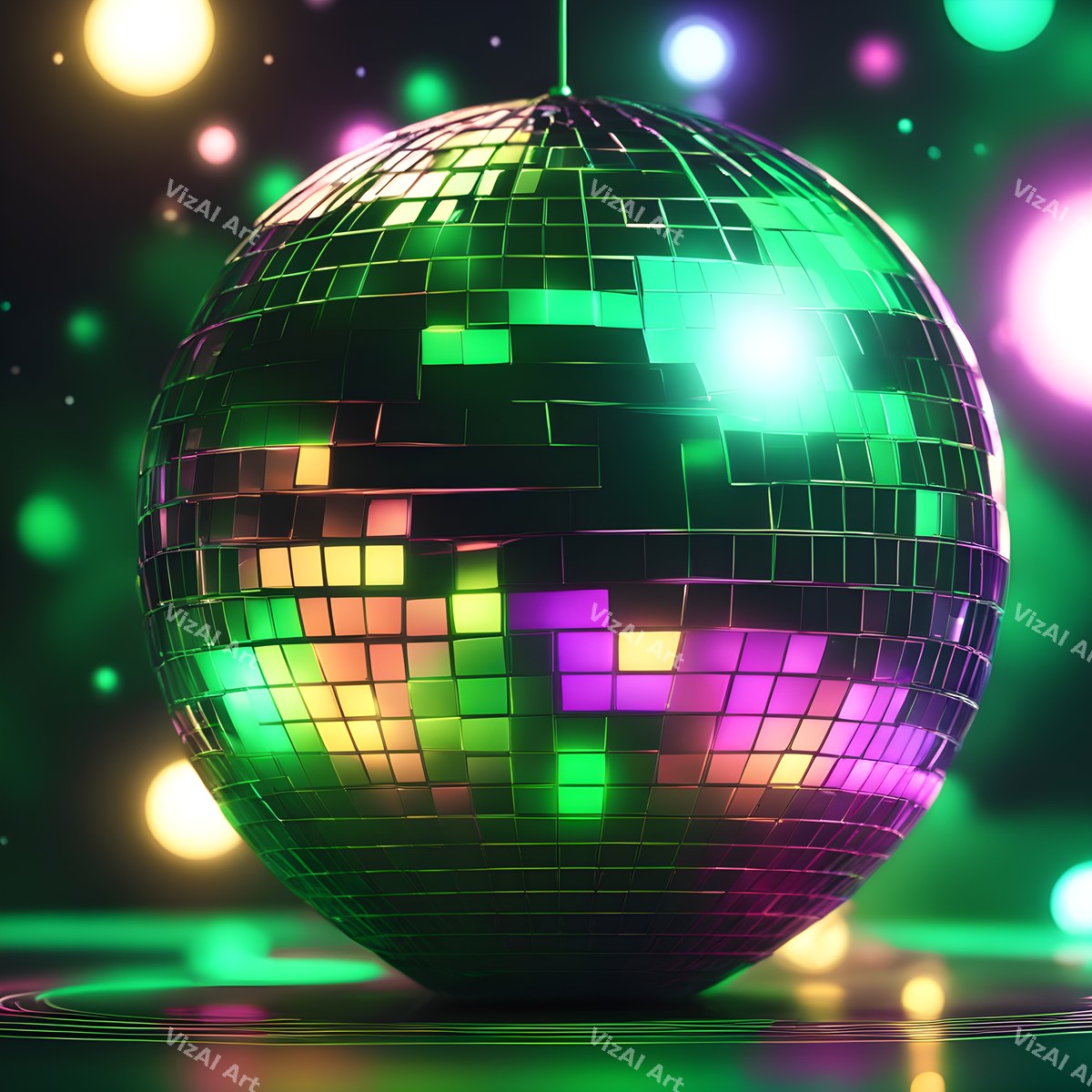 Neon Glow Disco Ball Art — print 10