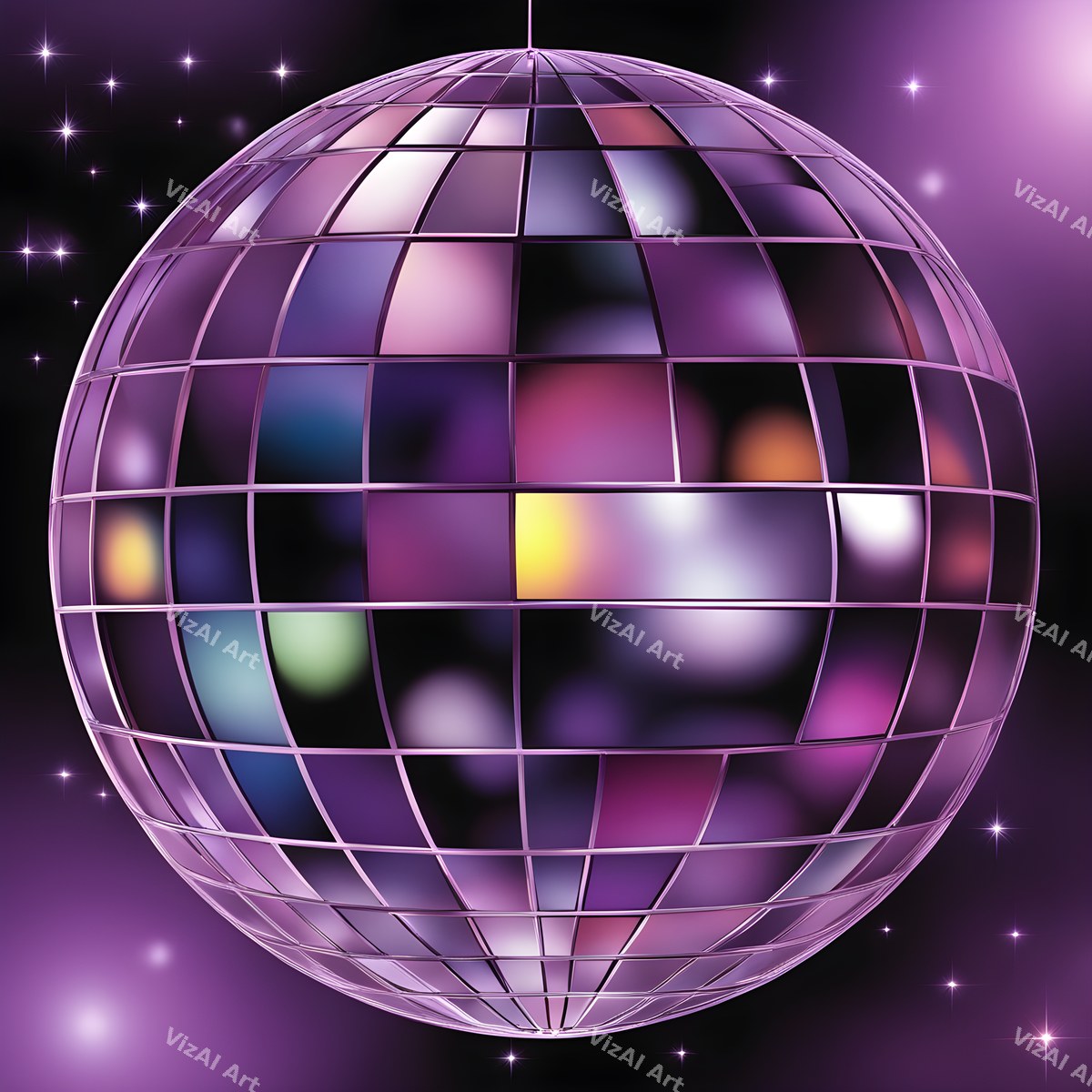 Neon Glow Disco Ball Art — print 12
