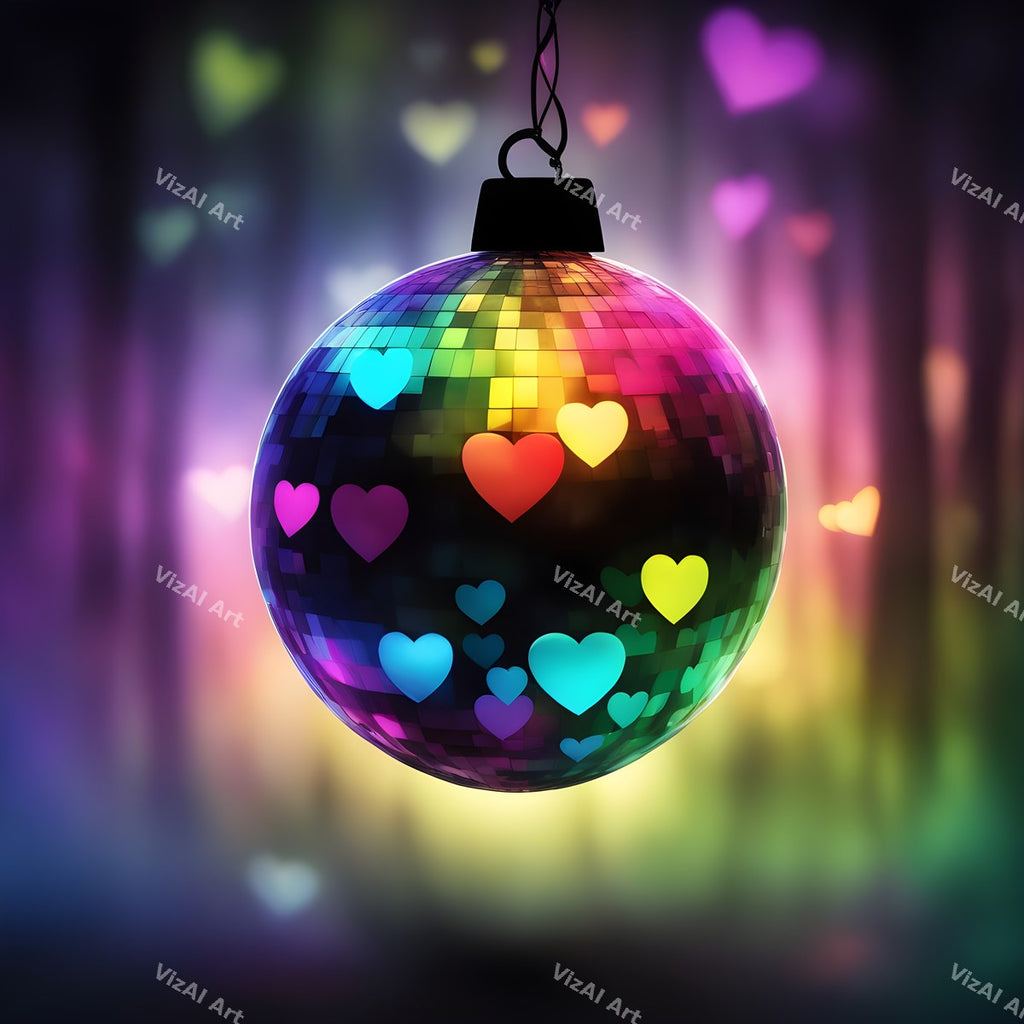Hearts & Butterflies Disco Ball Art — print 2