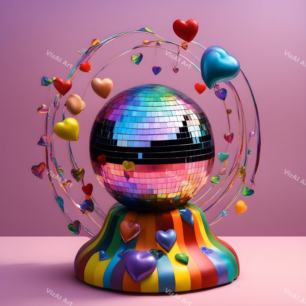 Hearts & Butterflies Disco Ball Art — print 3