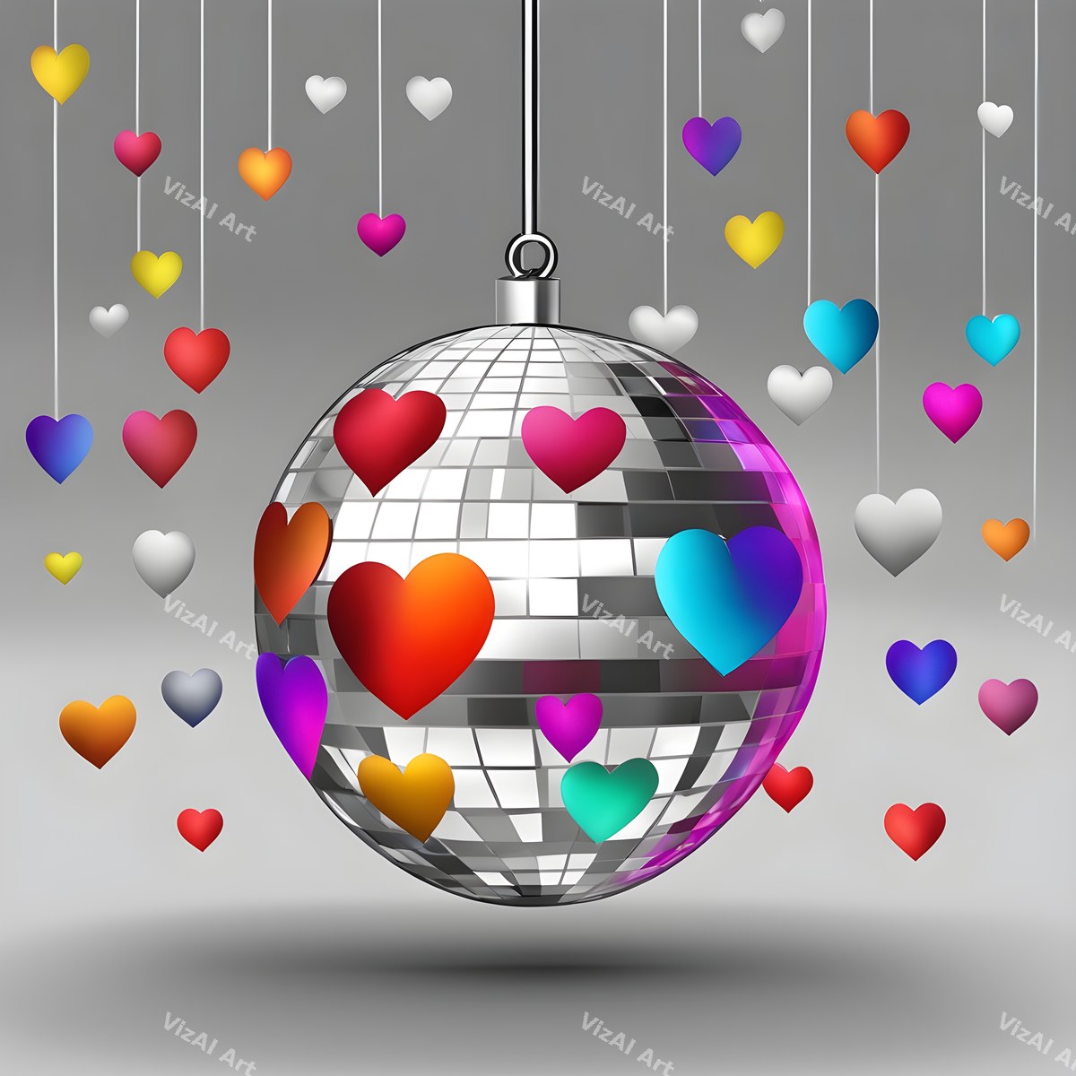 Hearts & Butterflies Disco Ball Art — print 5