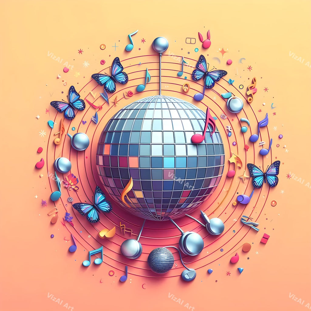 Hearts & Butterflies Disco Ball Art — print 7