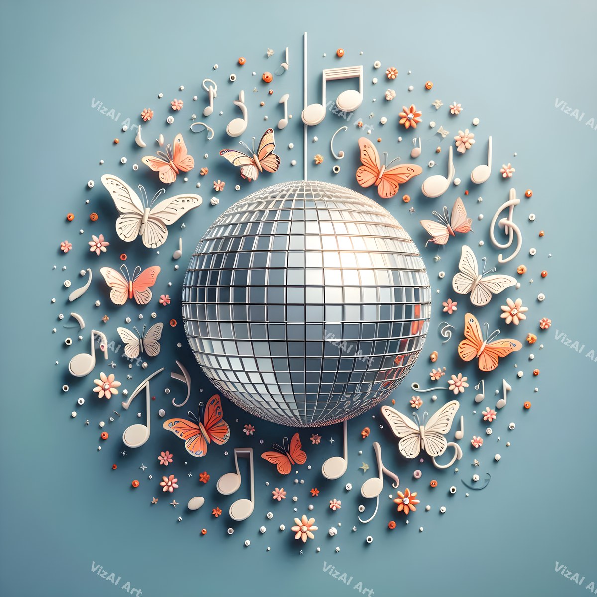 Hearts & Butterflies Disco Ball Art — print 8