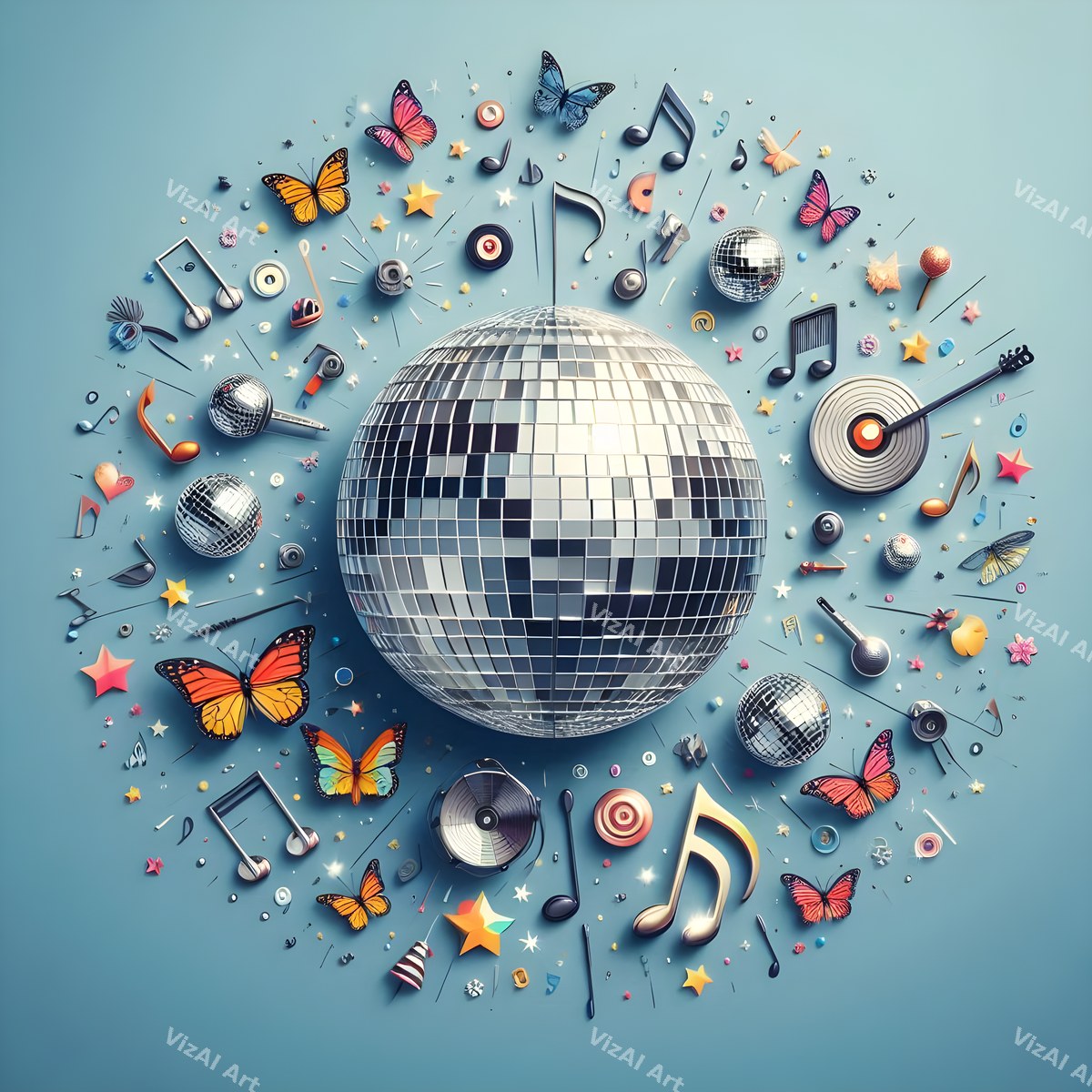 Hearts & Butterflies Disco Ball Art — print 9