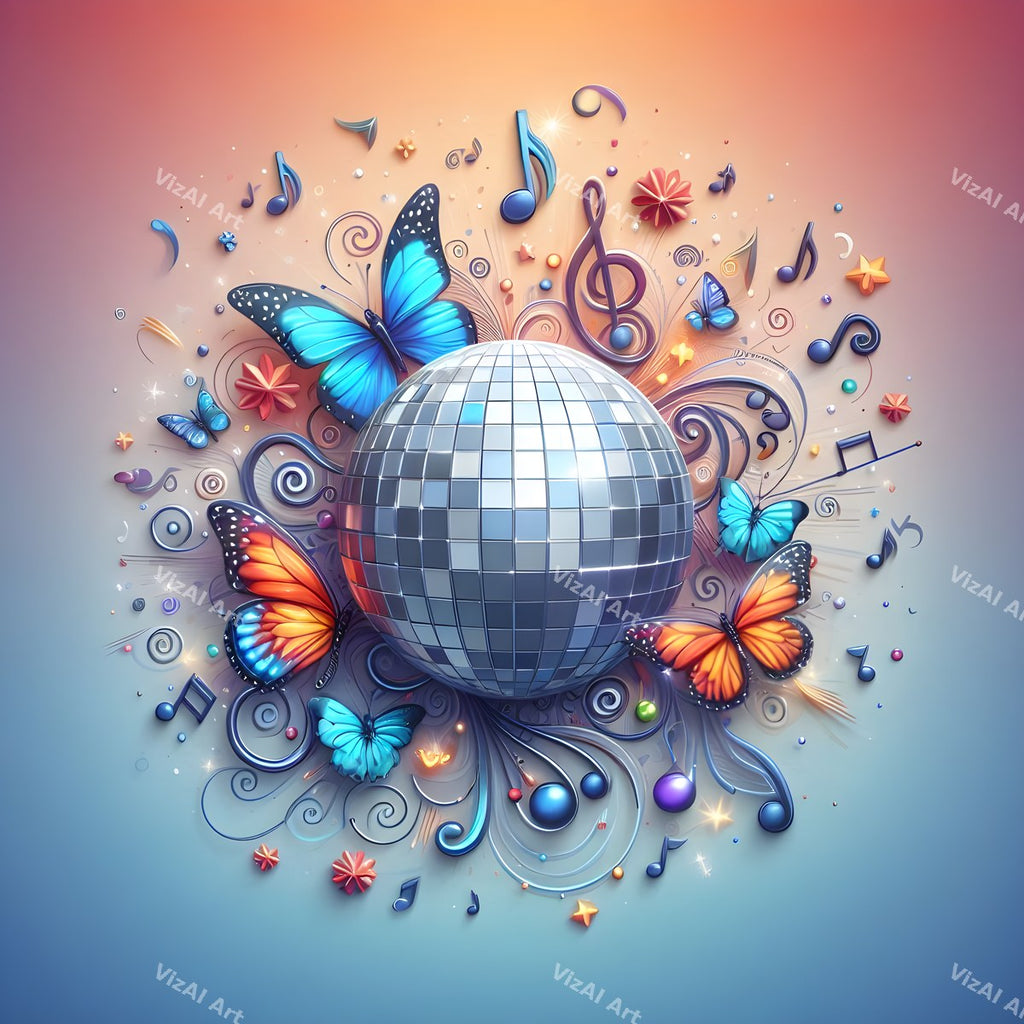 Hearts & Butterflies Disco Ball Art — print 10