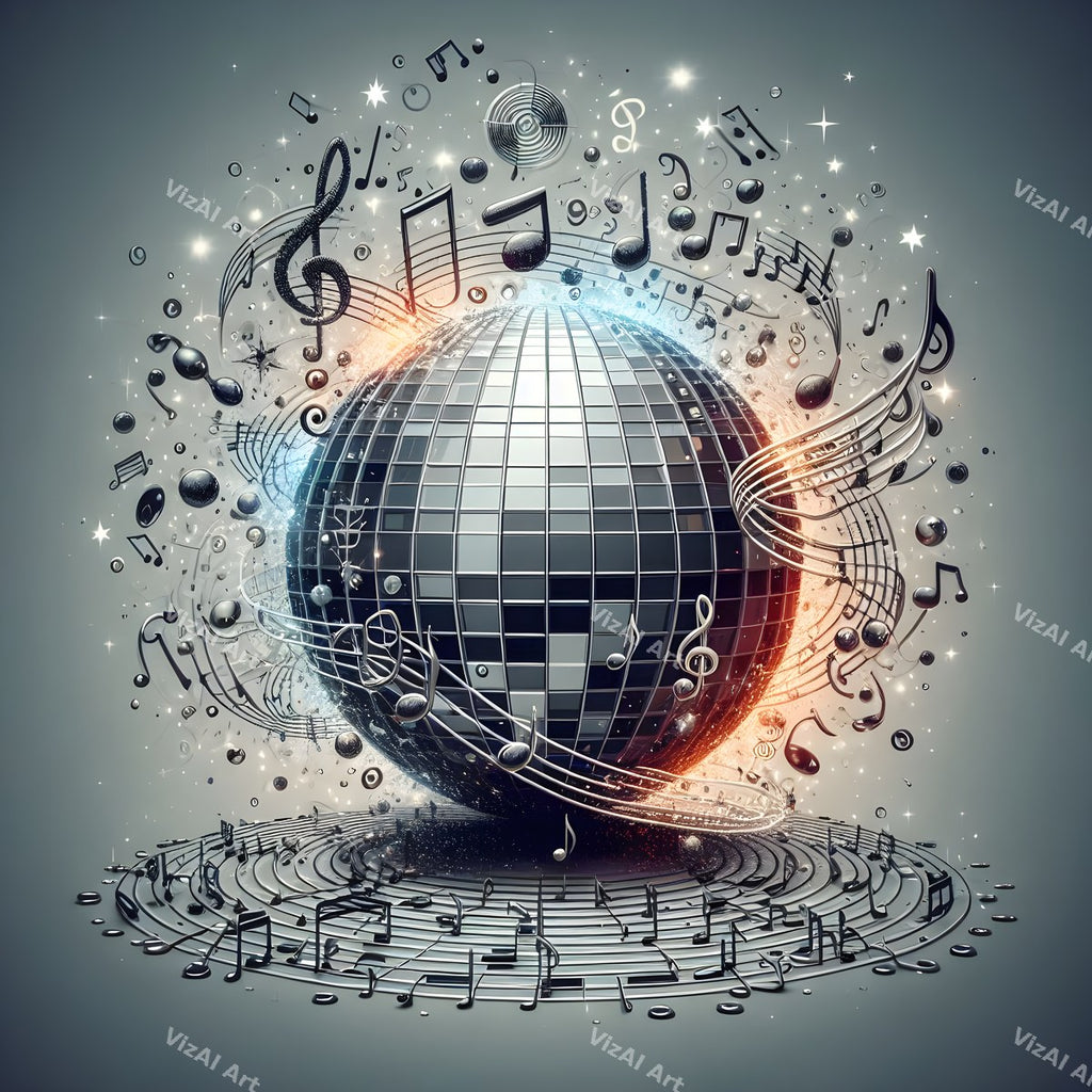 Disco Ball & Music Notes Art — print 2