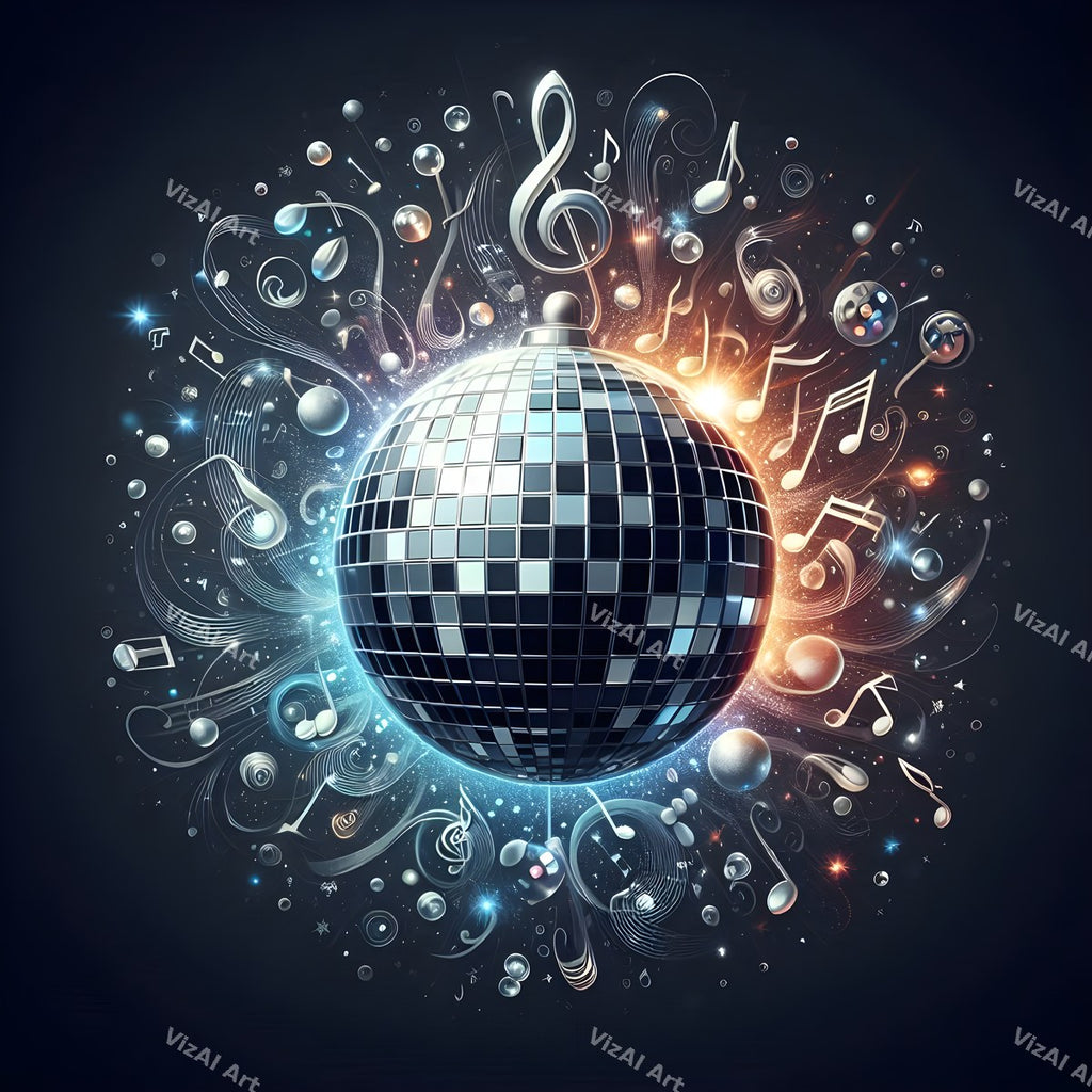 Disco Ball & Music Notes Art — print 3