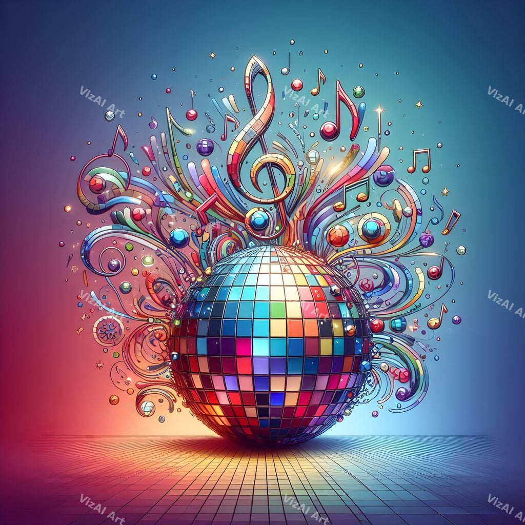Disco Ball & Music Notes Art — print 5