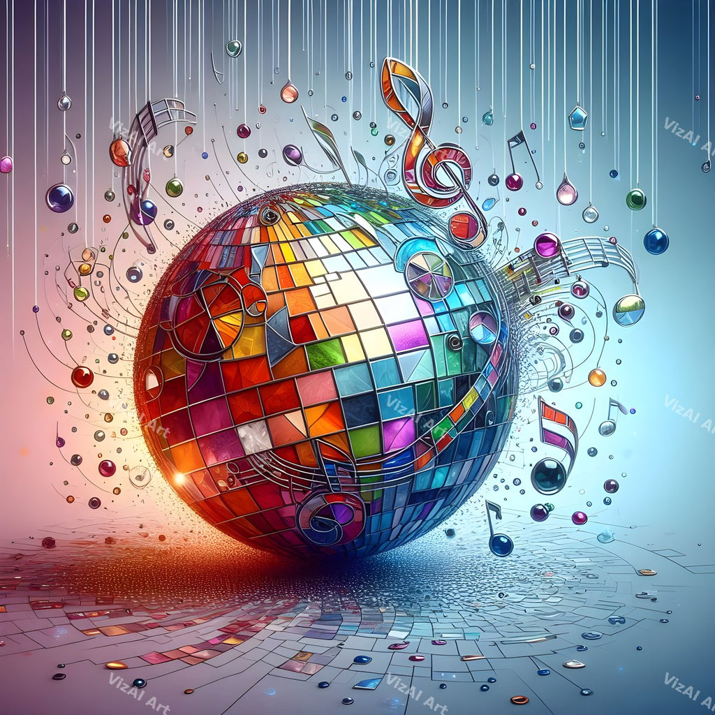Disco Ball & Music Notes Art — print 6