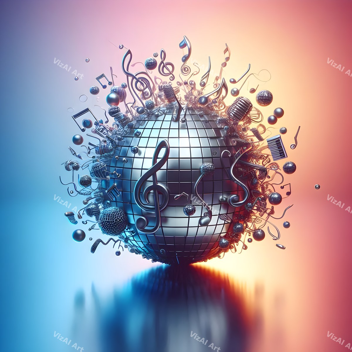 Disco Ball & Music Notes Art — print 7