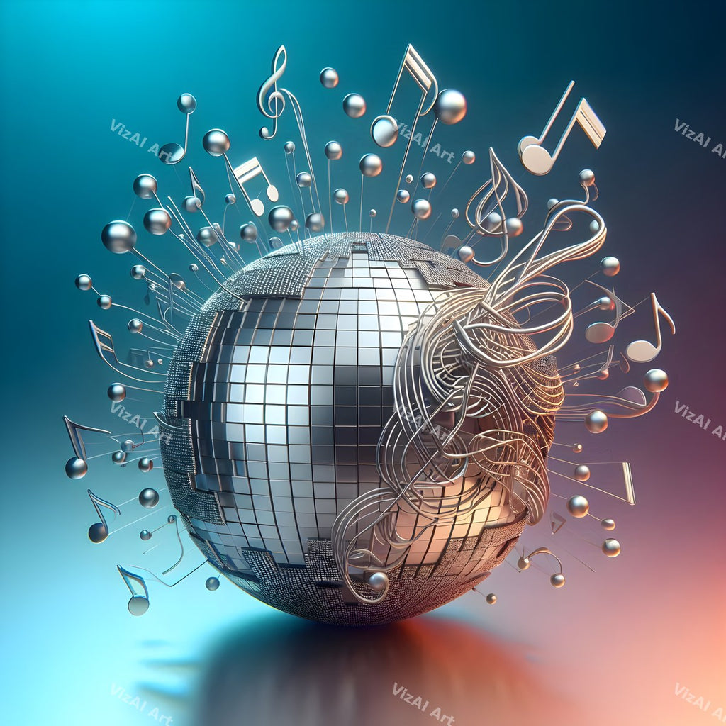Disco Ball & Music Notes Art — print 8