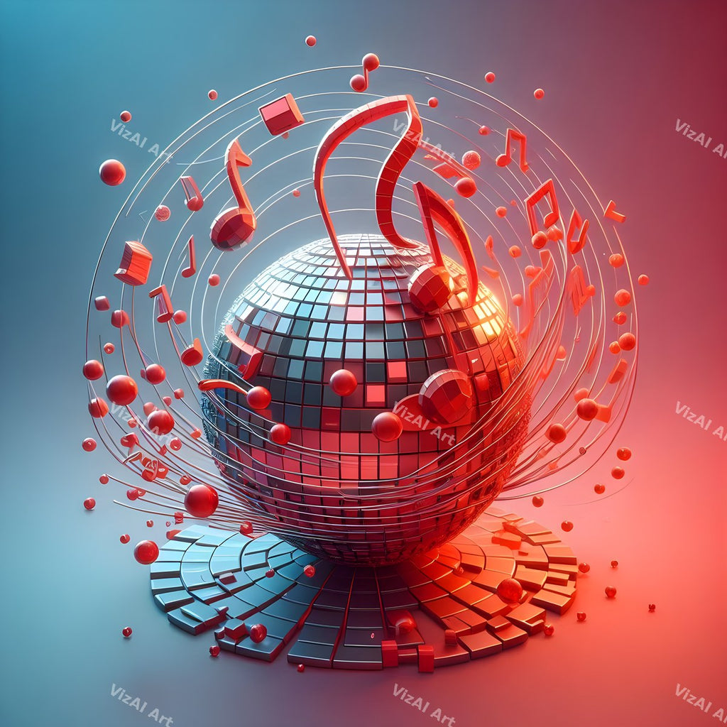 Disco Ball & Music Notes Art — print 9