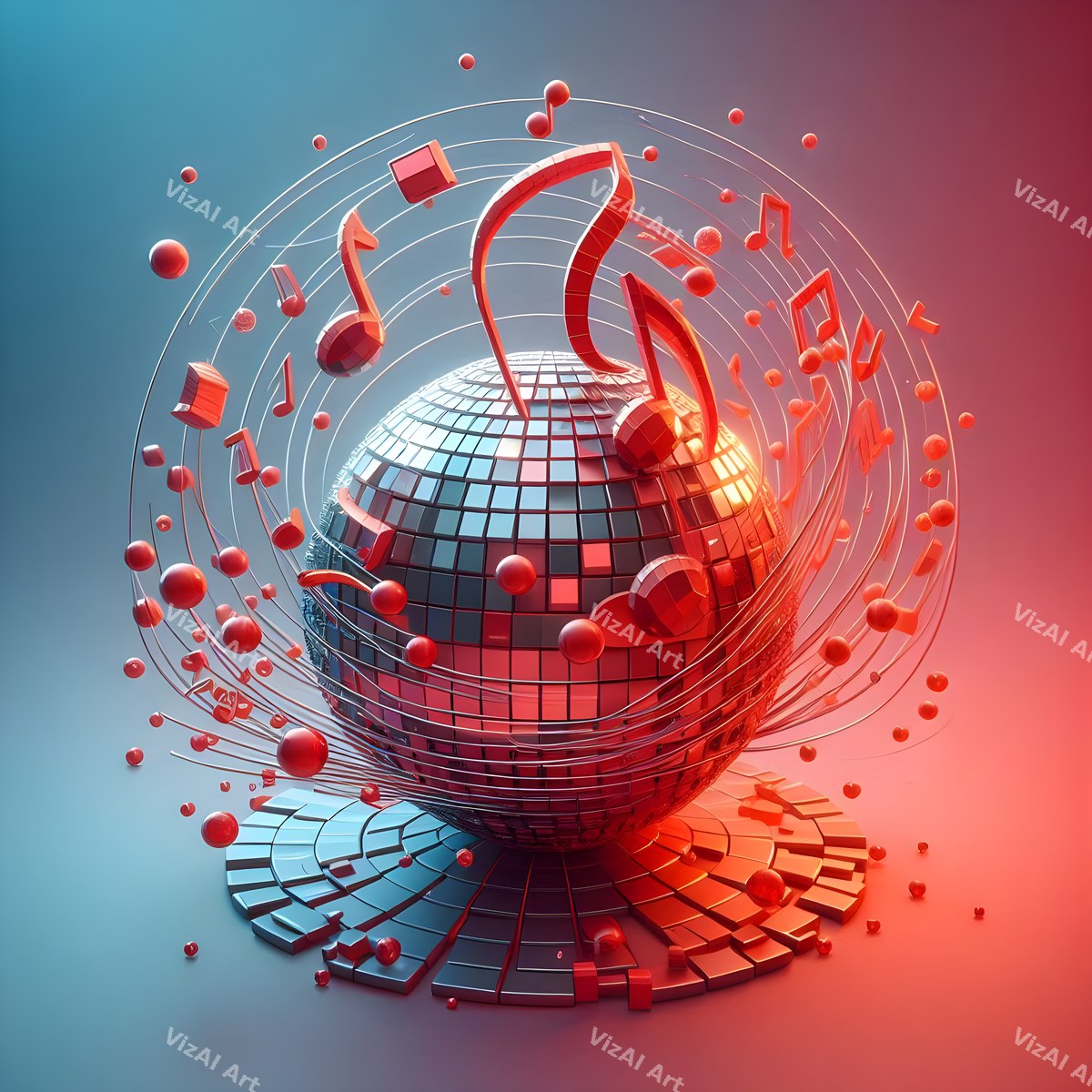 Disco Ball & Music Notes Art — print 9