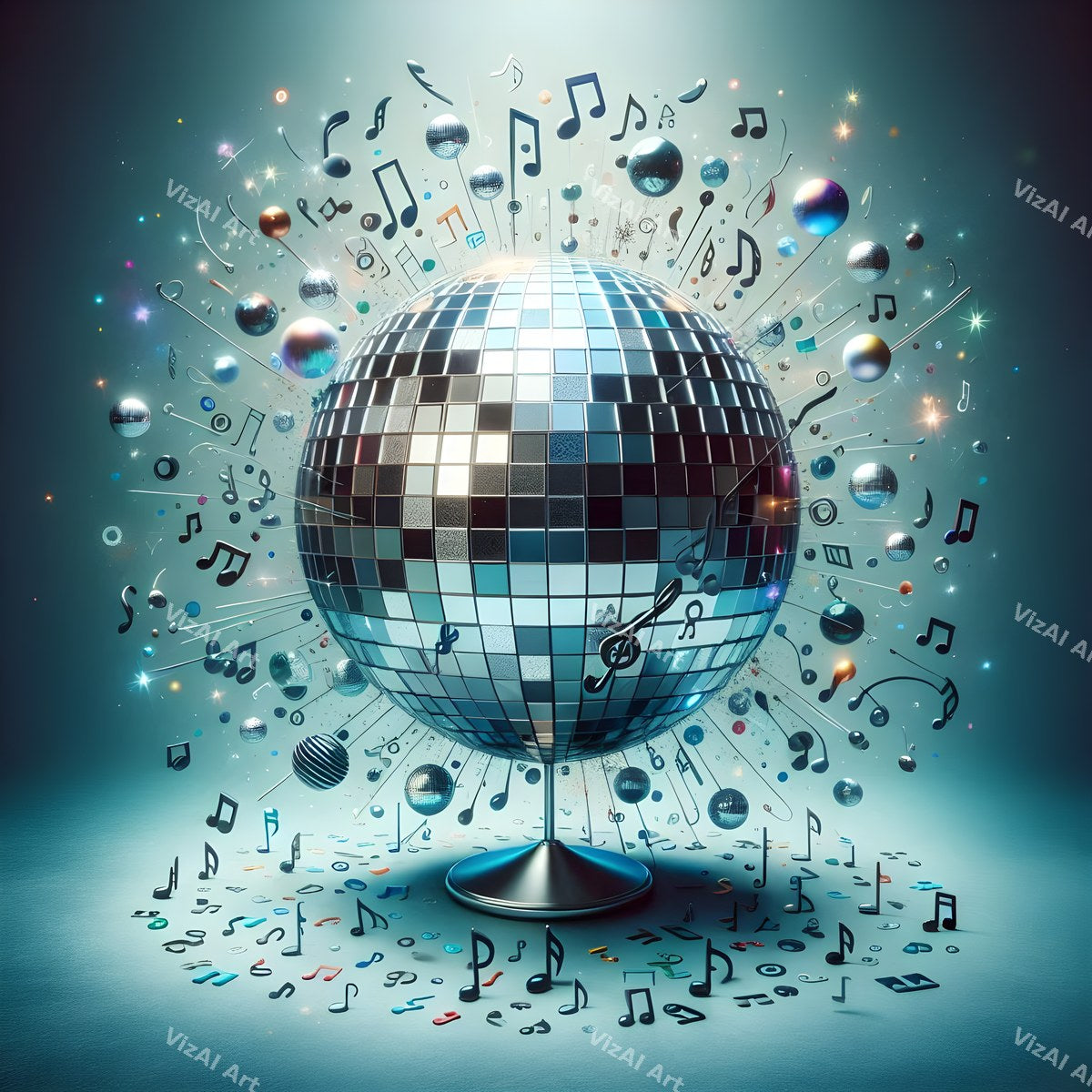 Disco Ball & Music Notes Art — print 12