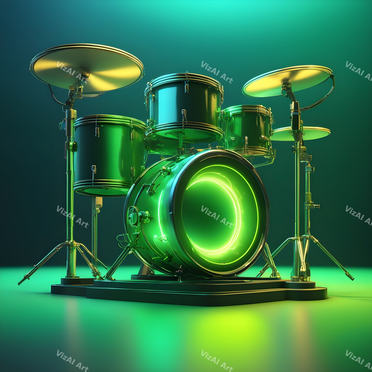 Neon Drum Kit Art — print 1