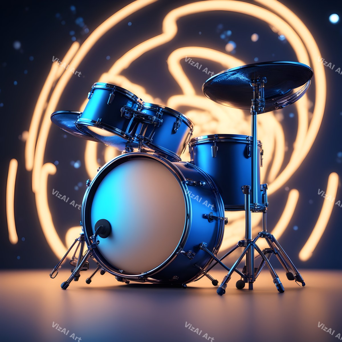 Neon Drum Kit Art — print 2