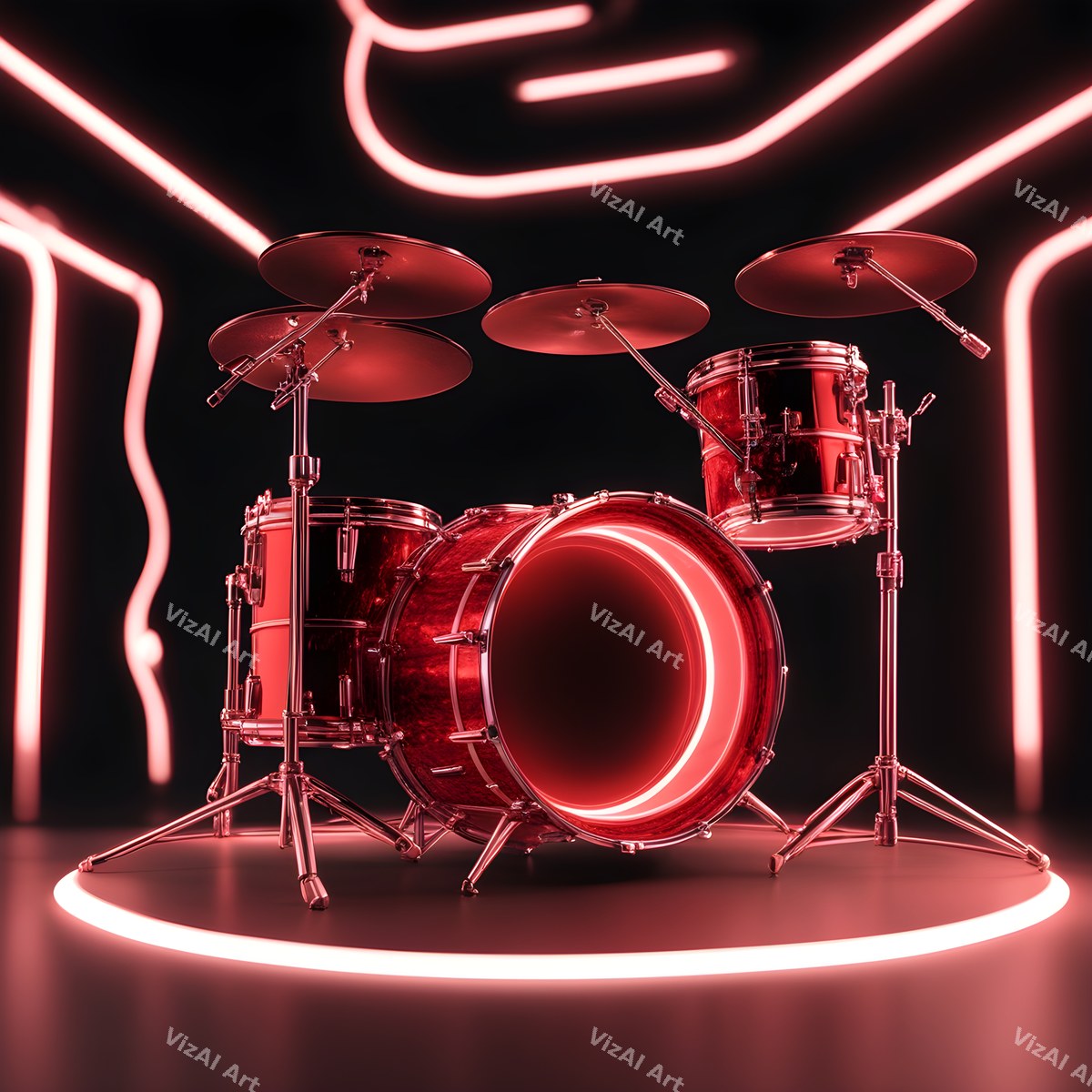 Neon Drum Kit Art — print 3